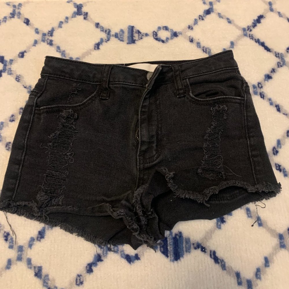 Black jean shorts